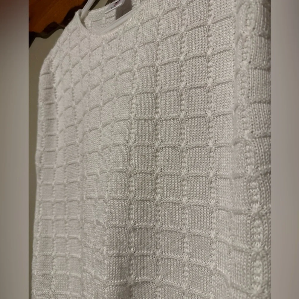 Sweater Bazaar Sweater Vest Women’s Small White Vintage Grandma - Picture 2 of 6